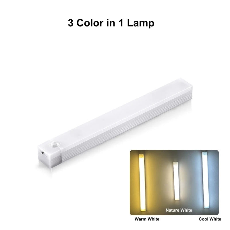 USB Type C Rechargeable Motion Sensor LED Bar Light Induction Night Light Portable for Kitchen Bedside Wardrobe Closet Aisle