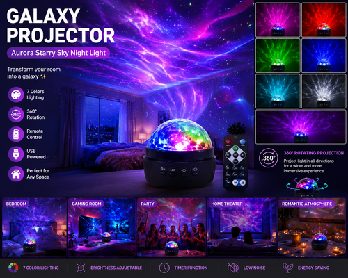 Galaxy Aurora Projector LED Night Light – USB Starry Sky Room Lamp