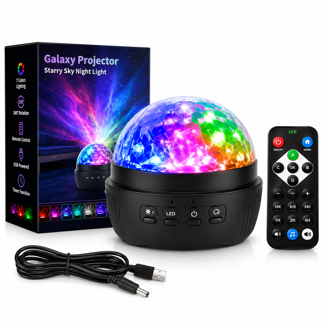 Galaxy Aurora Projector LED Night Light – USB Starry Sky Room Lamp