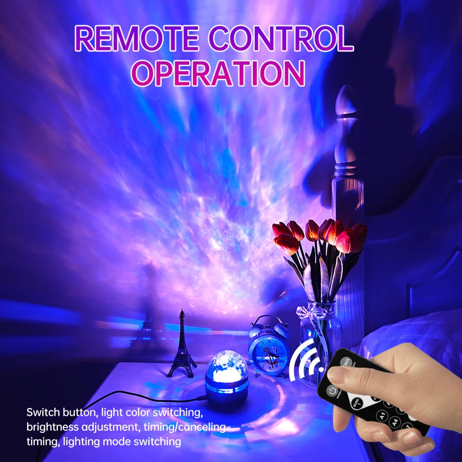 LED Nightlights Galaxy Projector Remote Control 5V USB Rechargeable Starry Sky Lamp DMX Sound Active 7 Modes for Kids Room Decor
